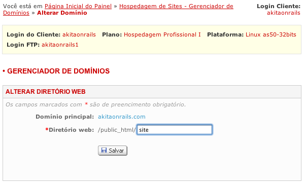 Alteração da Raíz do Site Alteração da Raíz do Site